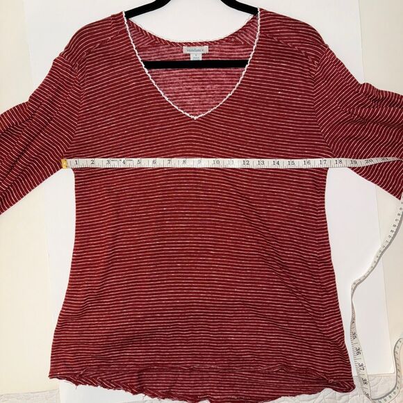 Sundance Mariner Journey 100% Linen Long Sleeve Slub Knit Blouse Rust Red Top S - Picture 9 of 13